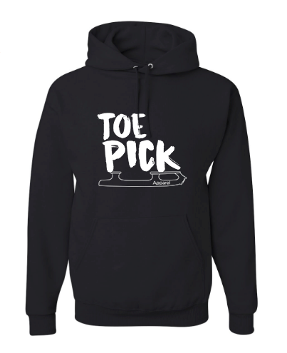 This comfortable crewneck is perfect for those early morning training sessions at the rink! Stay warm while also supporting Toe Pick Apparel.