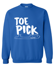 Load image into Gallery viewer, This comfortable crewneck is perfect for those early morning training sessions at the rink! Stay warm while also supporting Toe Pick Apparel.