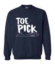 Load image into Gallery viewer, This comfortable crewneck is perfect for those early morning training sessions at the rink! Stay warm while also supporting Toe Pick Apparel.
