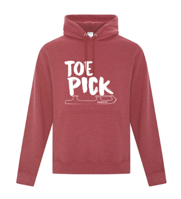 This comfortable crewneck is perfect for those early morning training sessions at the rink! Stay warm while also supporting Toe Pick Apparel.